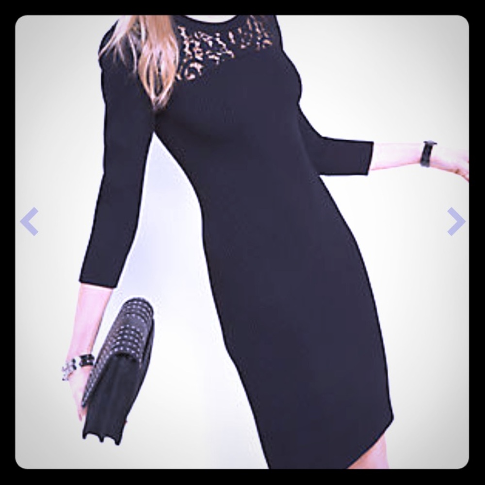 Michael Kors Lace Ribbed Long Sleeve Dress